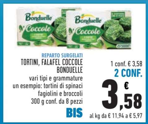 TORTINI, FALAFEL COCCOLE BONDUELLE
