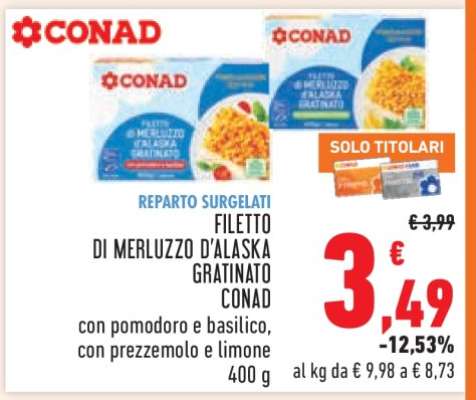 FILETTO DI MERLUZZO D’ALASKA GRATINATO CONAD