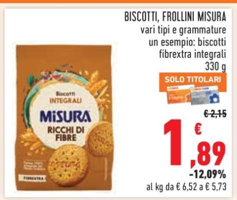 BISCOTTI, FROLLINI MISURA