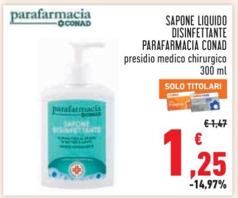 Sapone Liquido Disinfettante Parafarmacia Conad