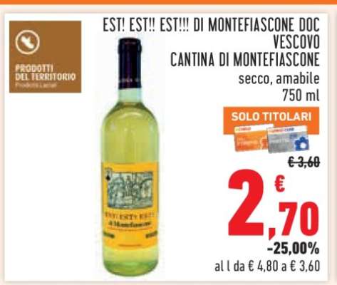 EST! EST!! EST!!! DI MONTEFIASCONE DOC VESCOVO CANTINA DI MONTEFIASCONE