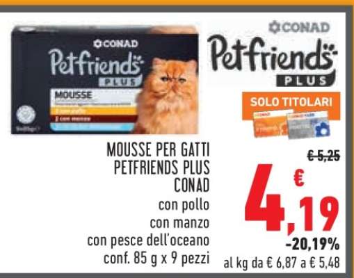 Mousse per gatti Petfriends Plus Conad