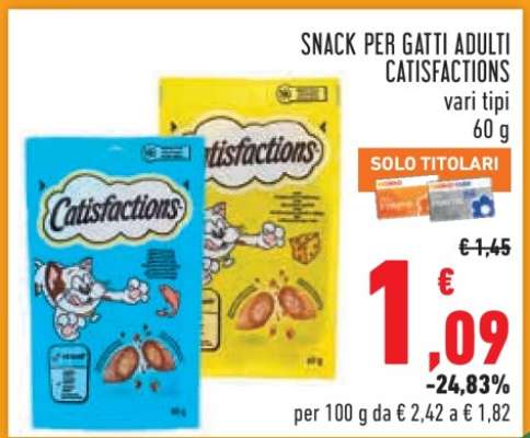 SNACK PER GATTI ADULTI CATISFACTIONS