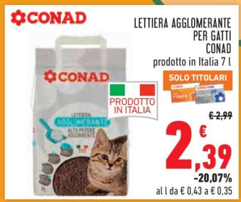 Lettiera agglomerante per gatti CONAD