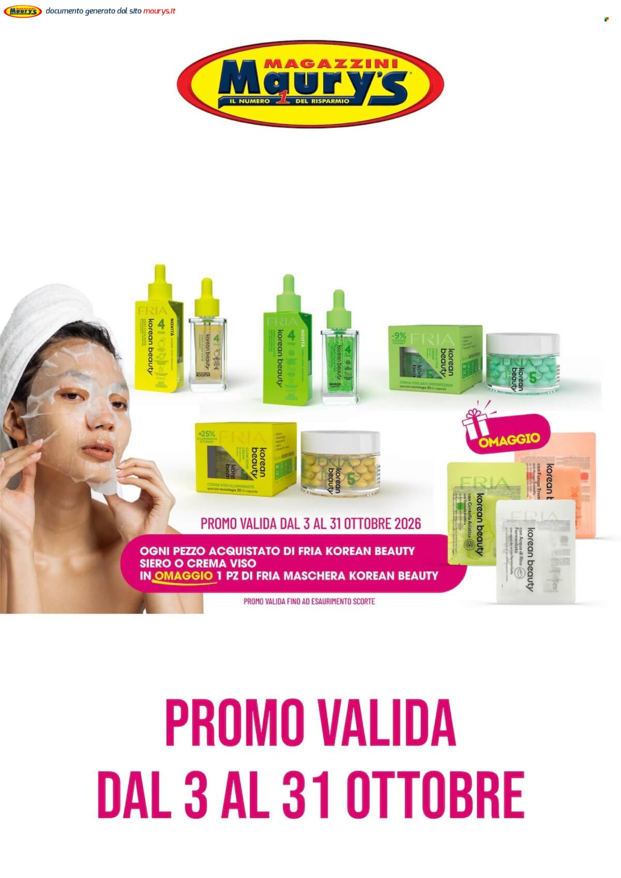 Volantino Maury's - 3/10/2026 - 31/10/2026. Pagina 1