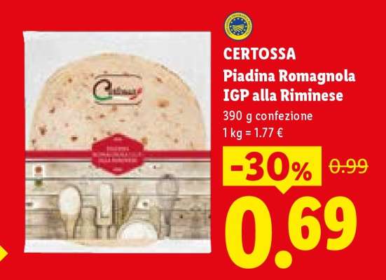 Certossa Piadina Romagnola IGP alla Riminese