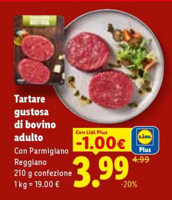 Tartare gustosa di bovino adulto