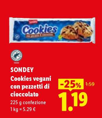 SONDEY Cookies vegani con pezzetti di cioccolato