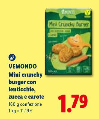 VEMONDO Mini crunchy burger con lenticchie, zucca e carote