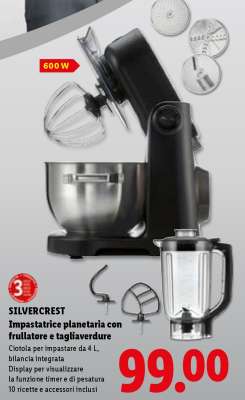 SILVERCREST Impastatrice planetaria con frullatore e tagliaverdure