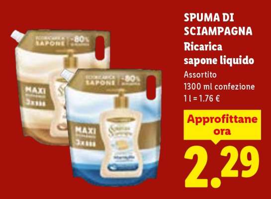 SPUMA DI SCIAMPAGNA Ricarica sapone liquido