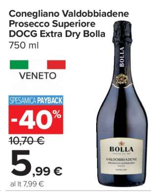 Conegliano Valdobbiadene Prosecco Superiore DOCG Extra Dry Bolla