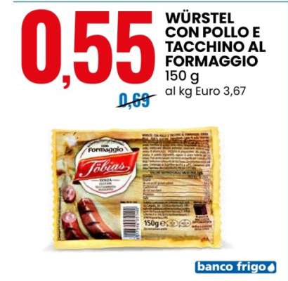 WÜRSTEL CON POLLO E TACCHINO AL FORMAGGIO