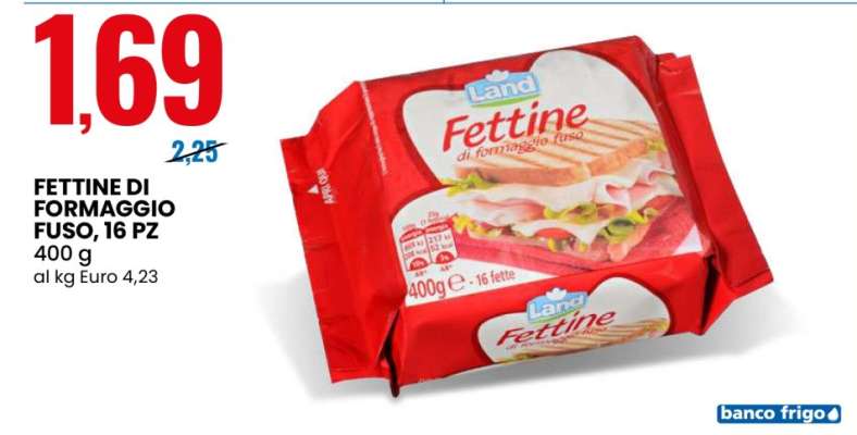 Fettine di formaggio fuso, 16 pz