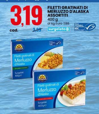 FILETTI GRATINATI DI MERLUZZO D'ALASKA ASSORTITI