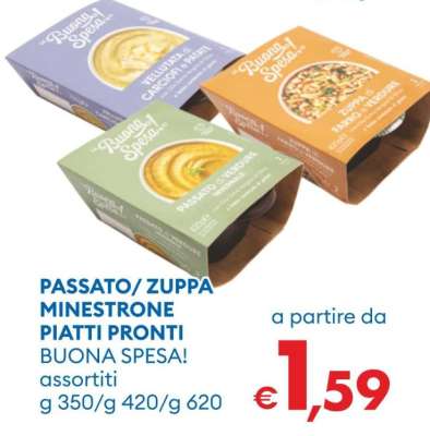 PASSATO/ ZUPPA MINESTRONE PIATTI PRONTI BUONA SPESA!