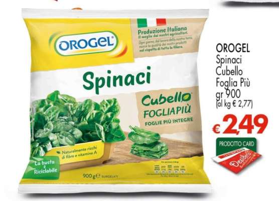 OROGEL Spinaci Cubello Foglia Più 900 gr