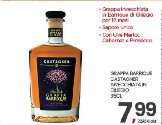 GRAPPA BARRIQUE CASTAGNER INVECCHIATA IN CILIEGIO
