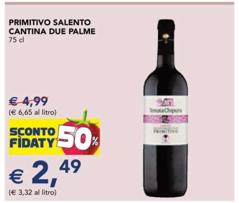 PRIMITIVO SALENTO CANTINA DUE PALME