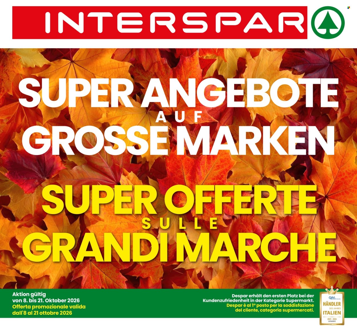 Leták Interspar - 8.10.2026 - 21.10.2026. Strana 1