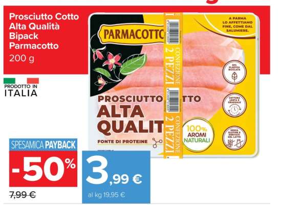 Prosciutto Cotto Alta Qualità Bipack Parmacotto
