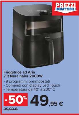 Friggitrice ad Aria 7 lt Nera haier 2000W
