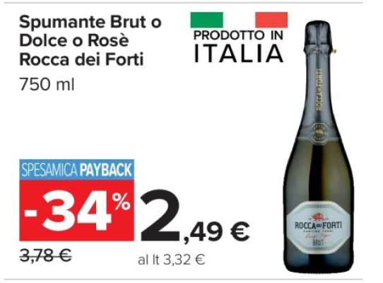 Spumante Brut o Dolce o Rosè Rocca dei Forti