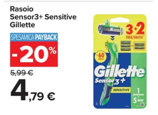 Rasoio Sensor3+ Sensitive Gillette
