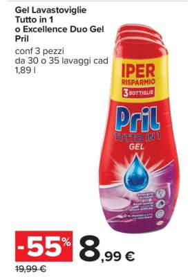 Pril Gel Lavastoviglie Tutto in 1 o Excellence Duo Gel