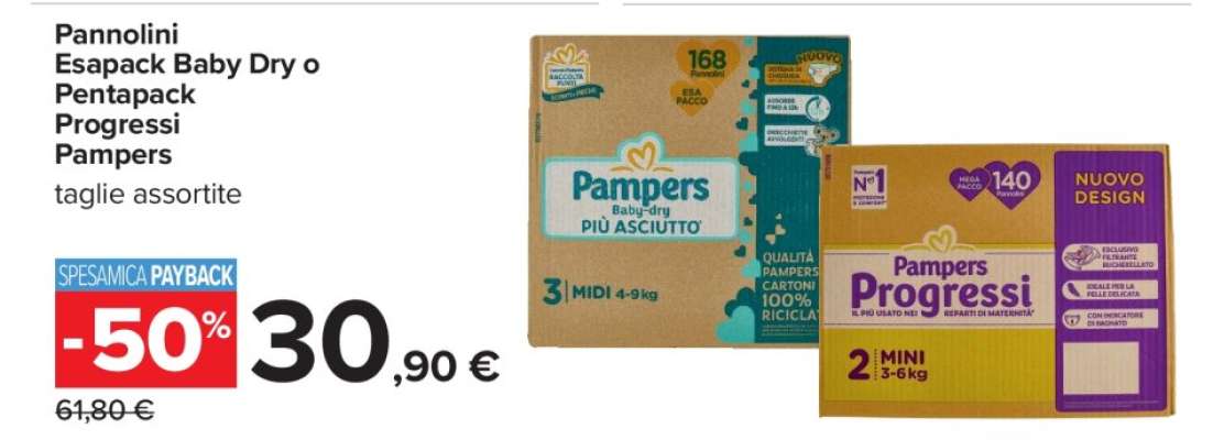Pannolini Esapack Baby Dry o Pentapack Progressi Pampers