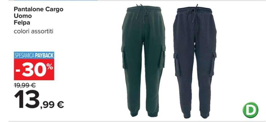 Pantalone Cargo Uomo Felpa