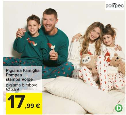 Pigiama Famiglia Pompea stampa Volpe