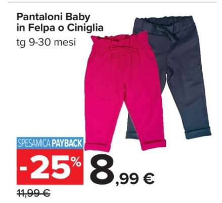 Pantaloni Baby in Felpa o Ciniglia