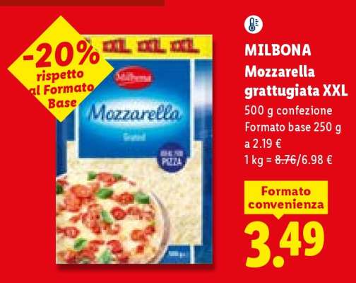Milbona Mozzarella grattugiata XXL
