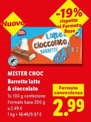 MISTER CHOC Barrette latte & cioccolato