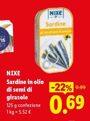 NIXE Sardine in olio di semi di girasole