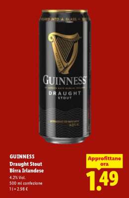 GUINNESS Draught Stout Birra Irlandese