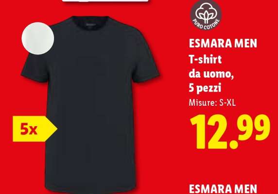 ESMARA MEN T-shirt da uomo, 5 pezzi