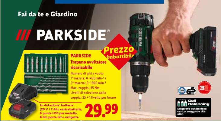 PARKSIDE Trapano avvitatore ricaricabile