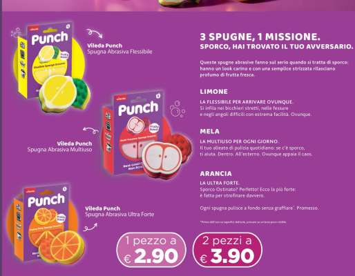 Vileda Punch Spugna Abrasiva Flessibile