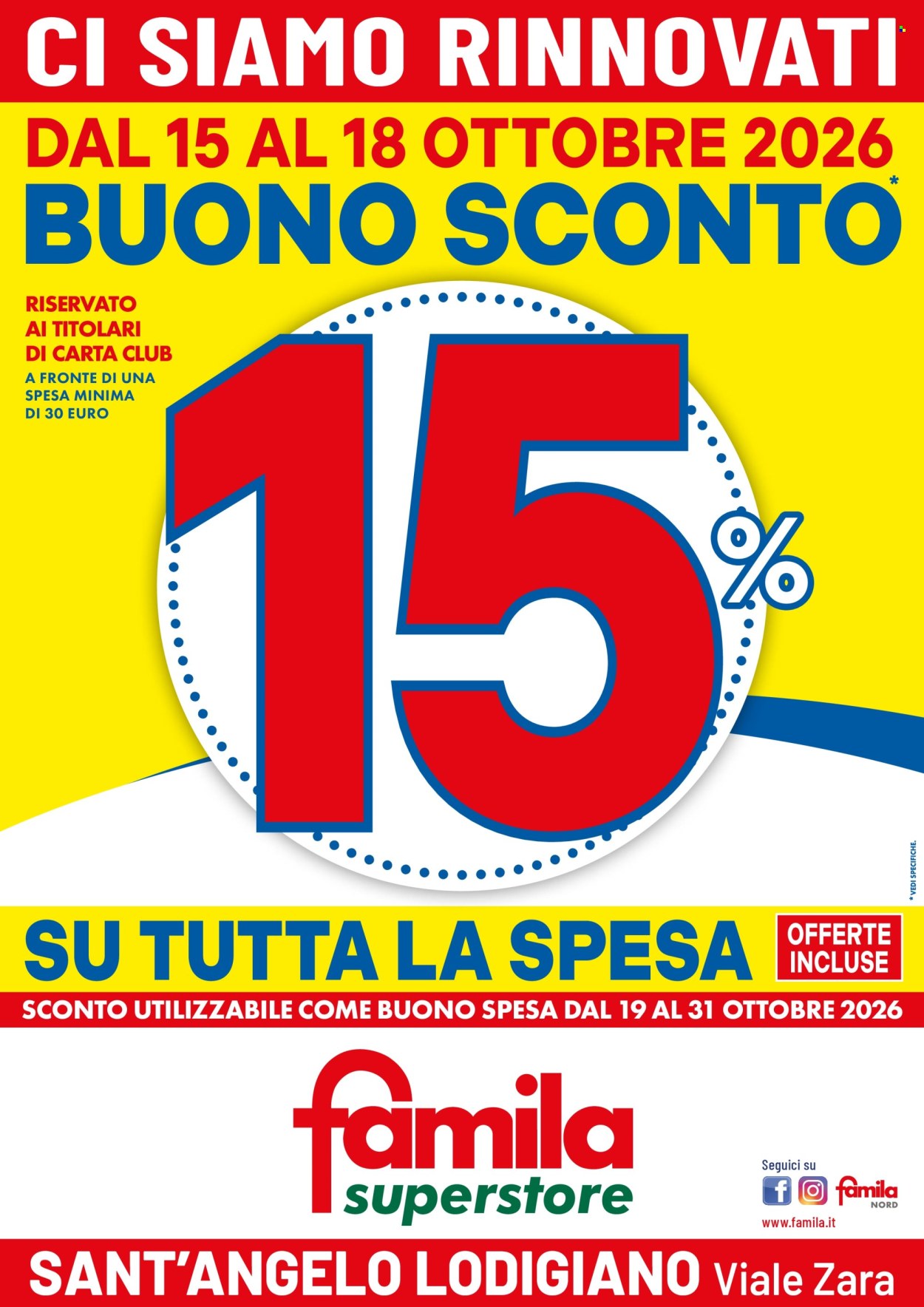 Volantino Famila - 15/10/2026 - 18/10/2026. Pagina 1