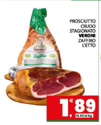 PROSCIUTTO CRUDO STAGIONATO VERONI ZAFFIRO L’ETTO