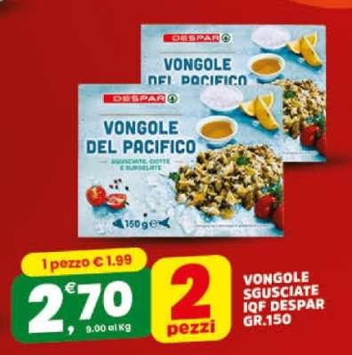 VONGOLE SGUSCIATE IQF DESPAR GR.150