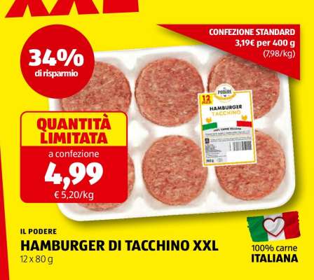 IL PODERE HAMBURGER DI TACCHINO XXL