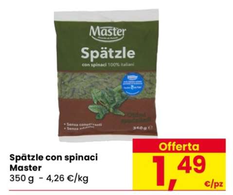 Spätzle con spinaci Master