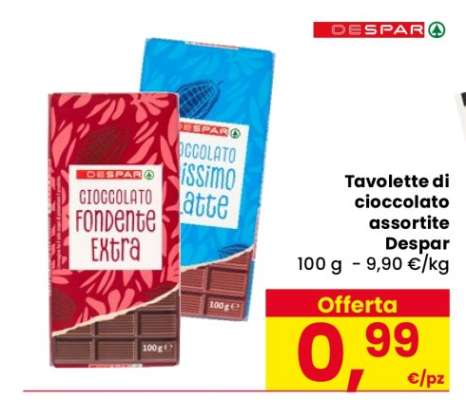Tavolette di cioccolato assortite Despar