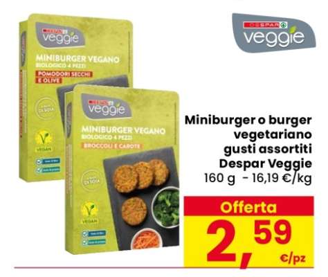 Miniburger o burger vegetariano gusti assortiti Despar Veggie