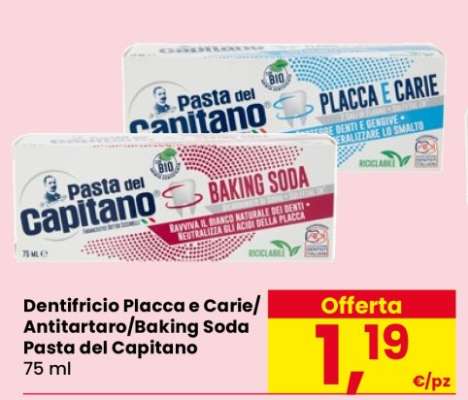 Dentifricio Placca e Carie/Antitartaro/Baking Soda Pasta del Capitano