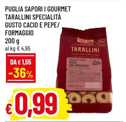 PUGLIA SAPORI I GOURMET TARALLINI SPECIALITÀ GUSTO CACIO E PEPE/FORMAGGIO