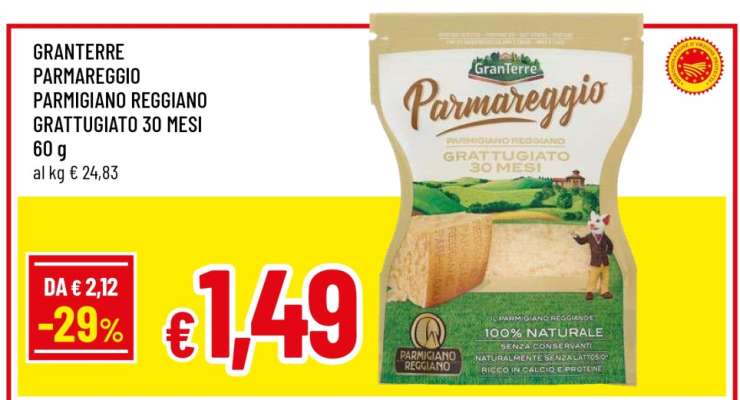 GRANTERRE PARMAREGGIO PARMIGIANO REGGIANO GRATTUGIATO 30 MESI